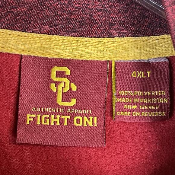USC Pullover Mens 4XLT Red 1/4 Zip Mock Neck Pockets USC Trojans University Logo - Picture 3 of 12